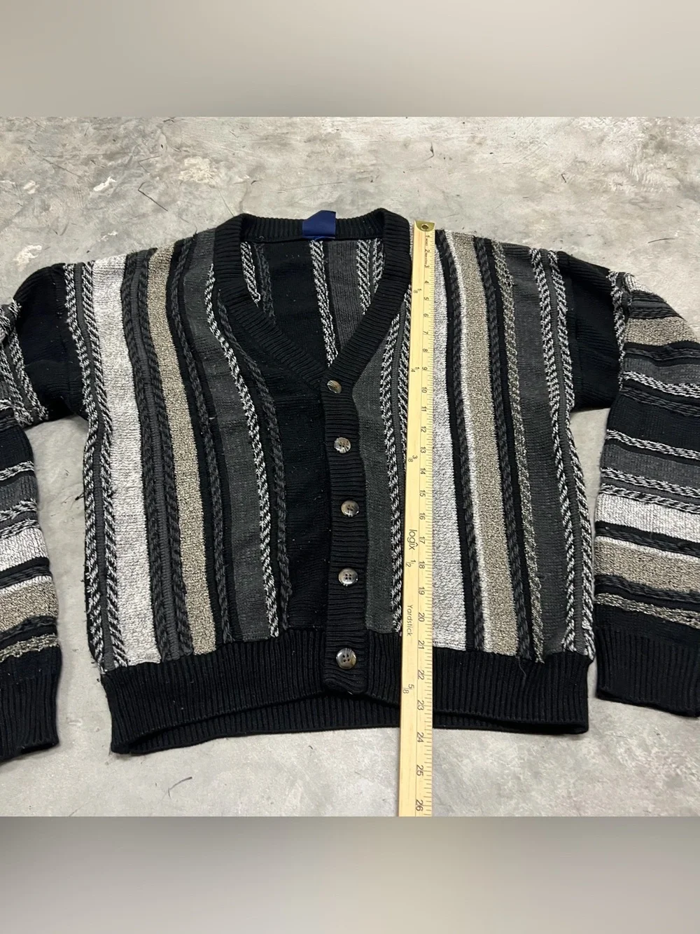 Vintage Cardigan Mens Large Knit Acrylic 80s 90s Retro Sweater John Blair Coogi